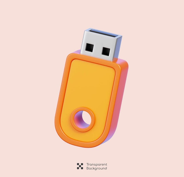 Unidad USB aislada Elemento de hardware de la computadora Flash Icon Rendering 3D