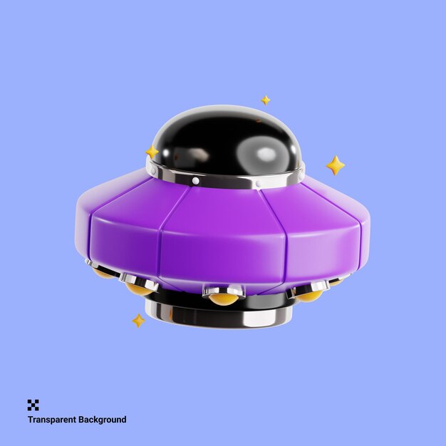 Unidentified UFO Sighting in 3D Icon Style
