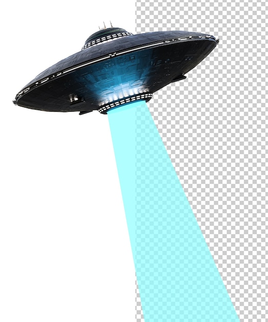 Unidentifiziertes fliegendes objekt auf dem transparenten hintergrund 3d-render