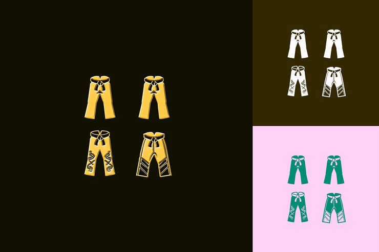 PSD uniforme de capoeira com ícones dinâmicos uniforme com designs de ícones de cultura brasileira criativos em contraste