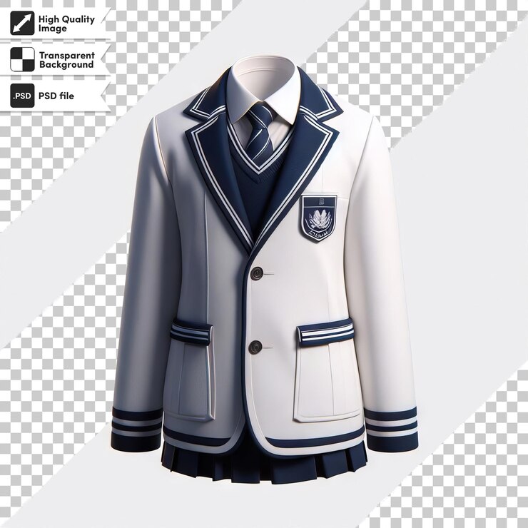 PSD uniforme escolar da psd em fundo transparente com camada de máscara editável