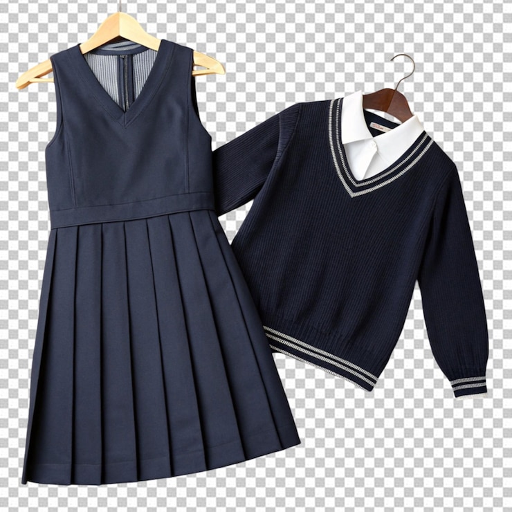 PSD uniforme escolar de los niños sobre un fondo transparente