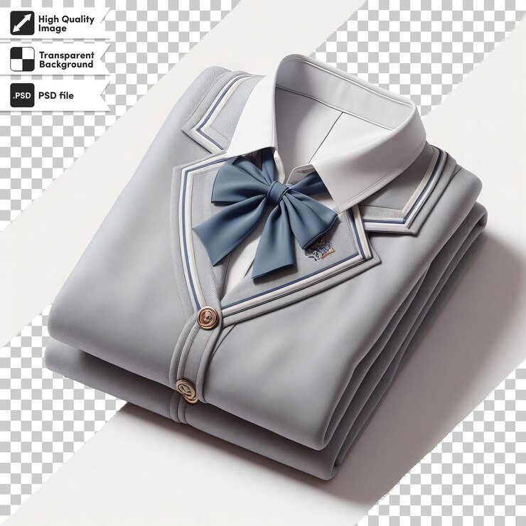 PSD uniforme escolar de psd en fondo transparente con capa de máscara editable