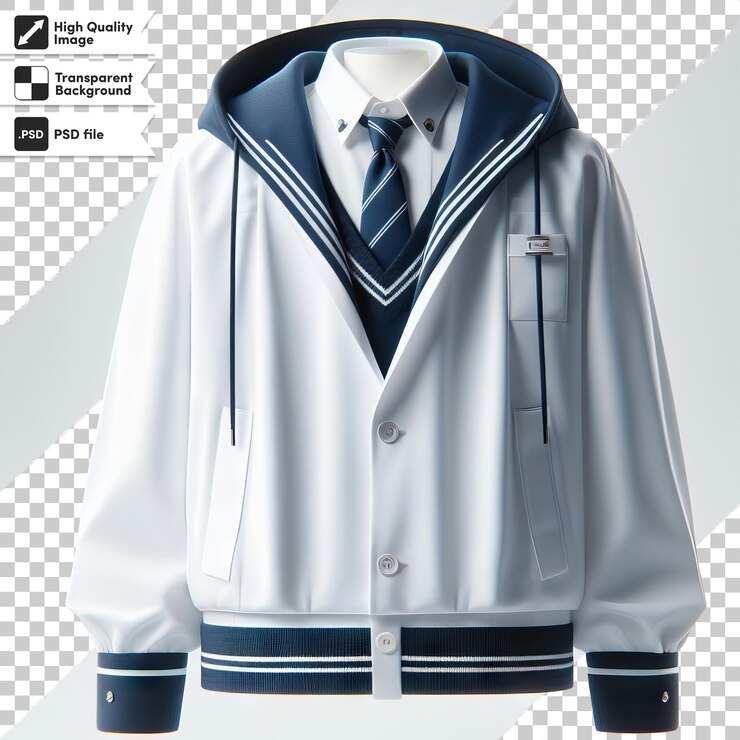 PSD uniforme escolar de psd en fondo transparente con capa de máscara editable