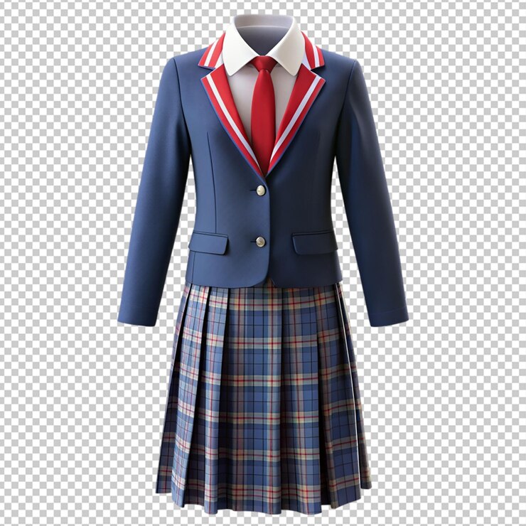PSD uniforme escolar sobre un fondo transparente