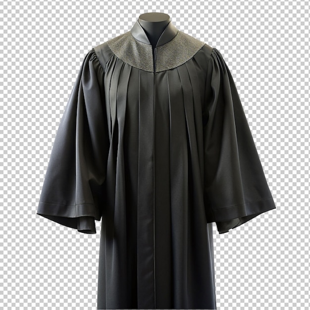 PSD uniforme de juez de túnica negra sobre un fondo transparente