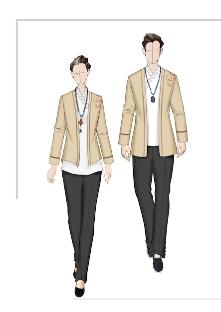 PSD uniforme vêtements de travail conception de personnages illustrat vêtements croquis mode sport de plein air tissu