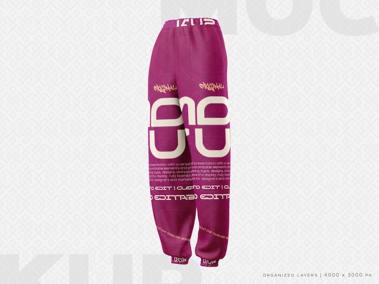 PSD unisex jogger pants mockup angle 1