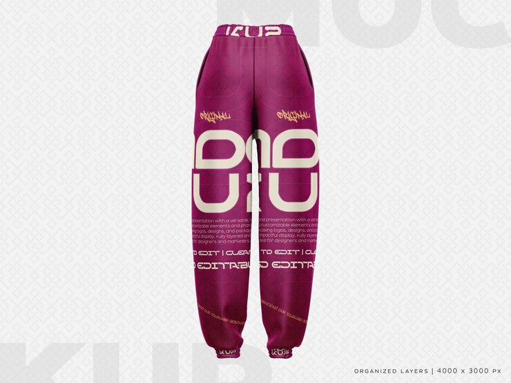PSD unisex jogger pants mockup angle 3