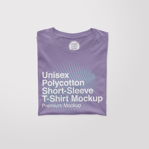 Unisex Polycotton Kurzarm gefaltetes T-Shirt Mockup