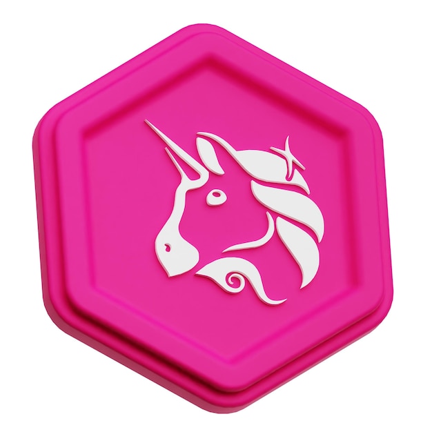 Uniswap Krypto-Token 3D-Symbol isoliert auf weißem Hintergrund