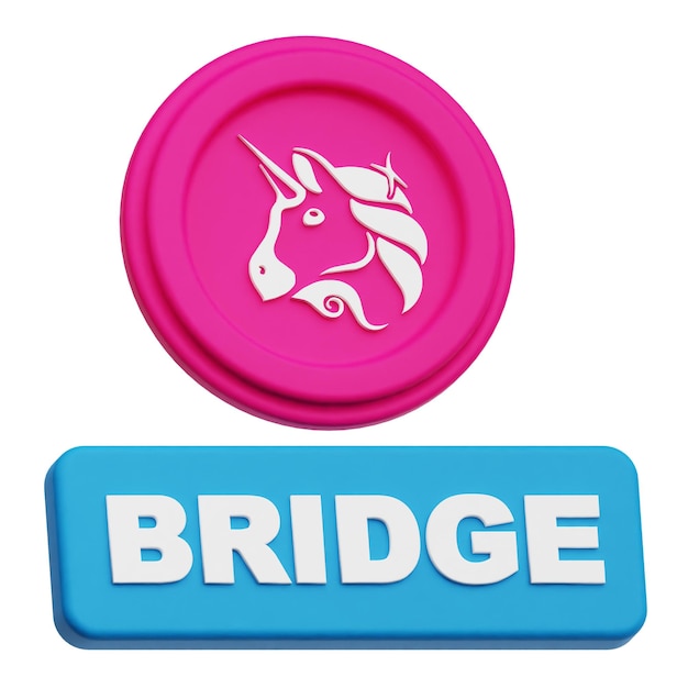 Uniswap token criptográfico icono 3D aislado en el fondo blanco