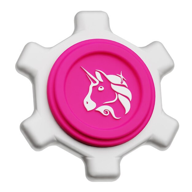 Uniswap token criptográfico icono 3D aislado en el fondo blanco