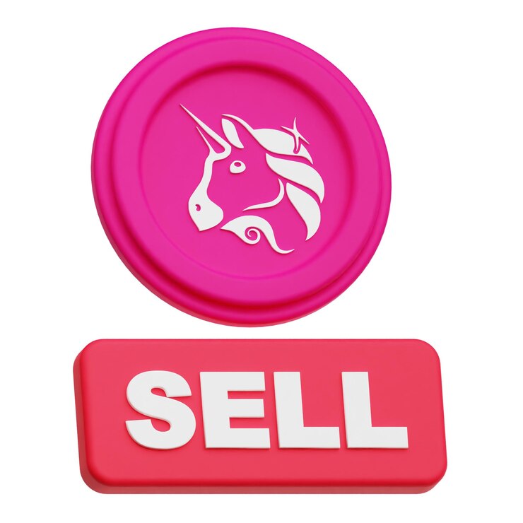 PSD uniswap token criptográfico icono 3d aislado en el fondo blanco