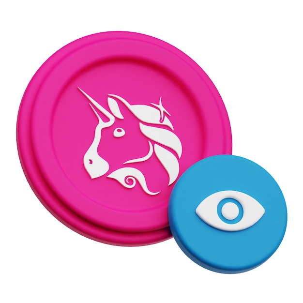 Uniswap token criptográfico icono 3D aislado en el fondo blanco
