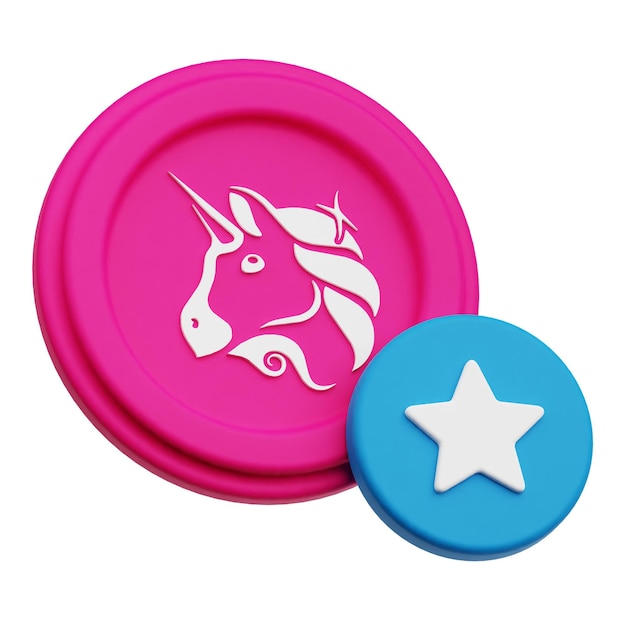 Uniswap token criptográfico icono 3D aislado en el fondo blanco