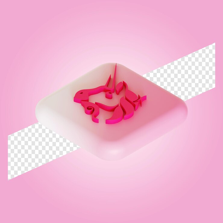 PSD uniswap token símbolo de criptomoneda logo ilustración 3d