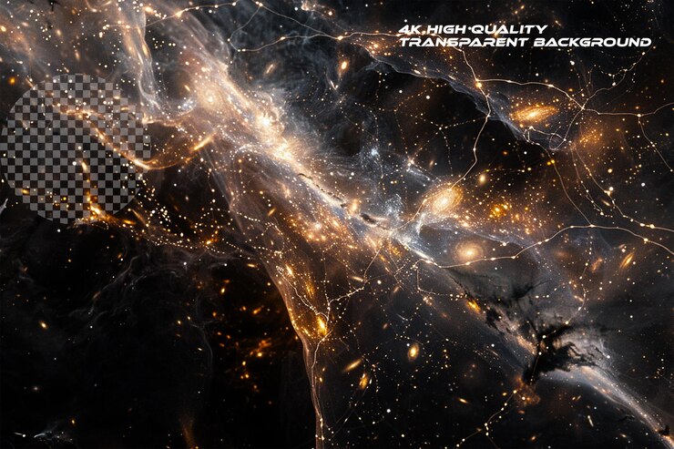 PSD el universo teje un intrincado tapiz de luz y m en un fondo transparente