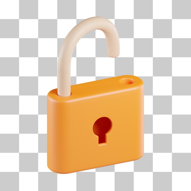 Unlocked Padlock 3D Icon