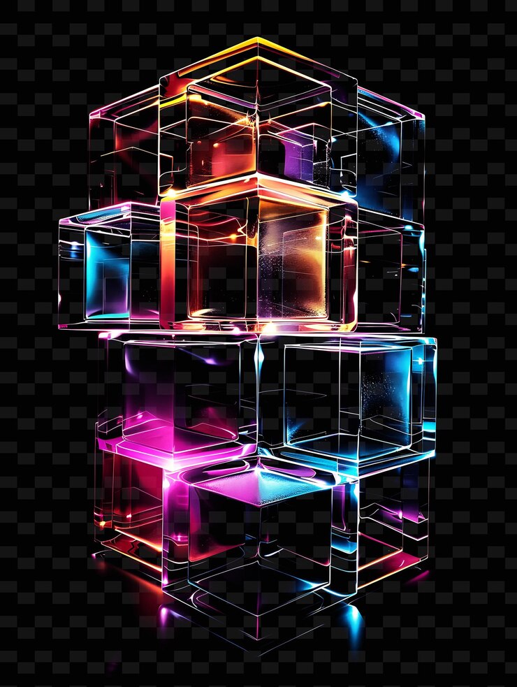 PSD uno scaffale multicolore di cubi con diversi colori e forme