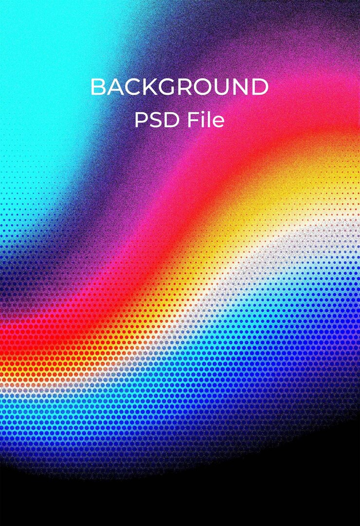 PSD uno schermo colorato con uno sfondo arcobaleno e le parole sul retro