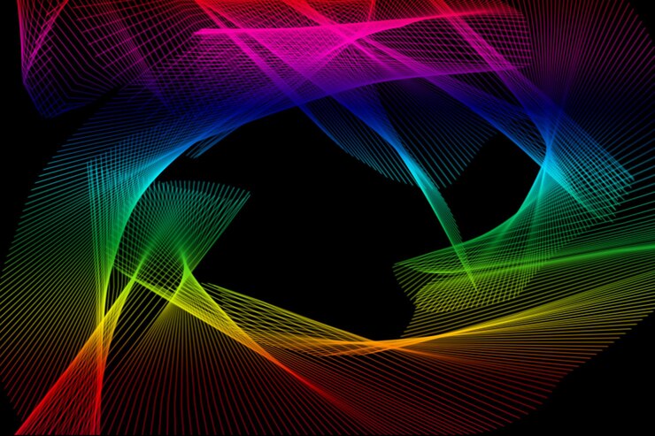 PSD uno sfondo colorato con linee multicolori e uno sfondo nero