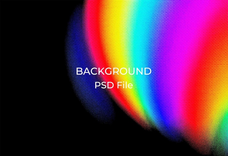 PSD uno sfondo colorato con uno sfondo a colori arcobaleno e le parole retroilluminate su di esso