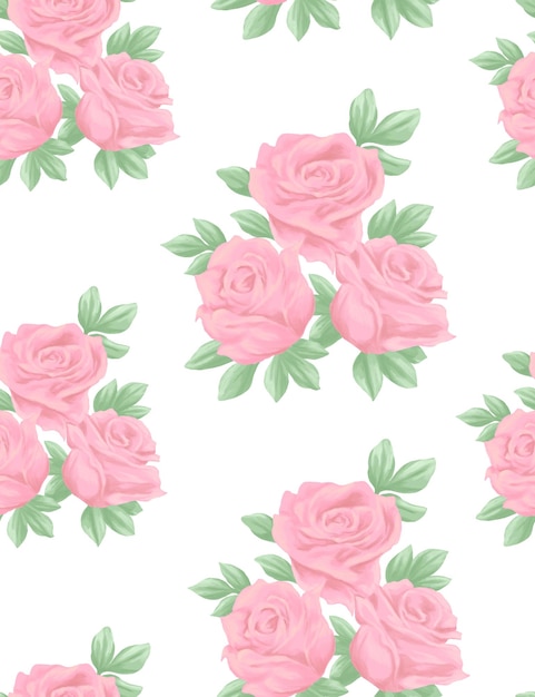 uno sfondo floreale con rose rosa e foglie verdi