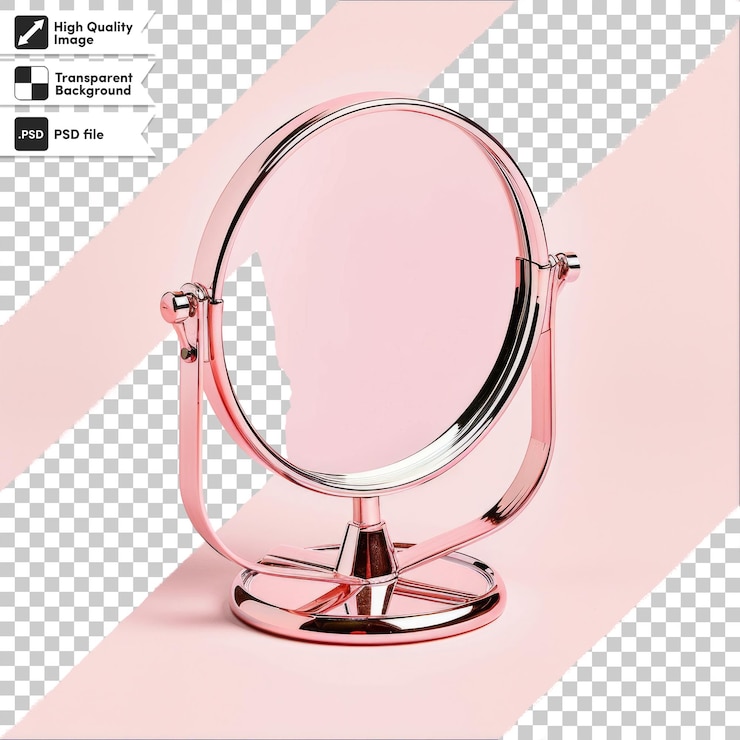 PSD uno specchio rosa con una cornice d'argento che dice quot la parola quot su di esso