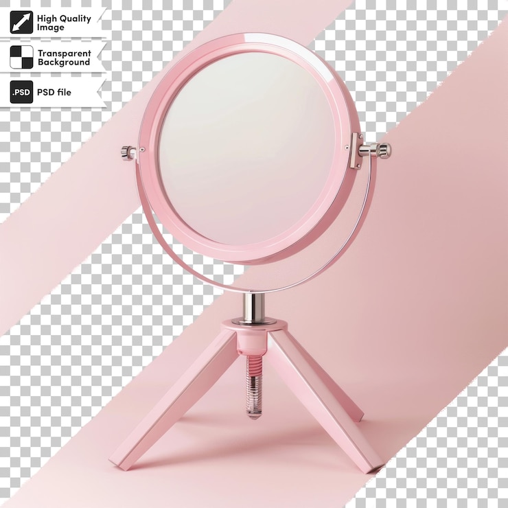 PSD uno specchio rosa con una cornice rosa e un marcatore nero su di esso
