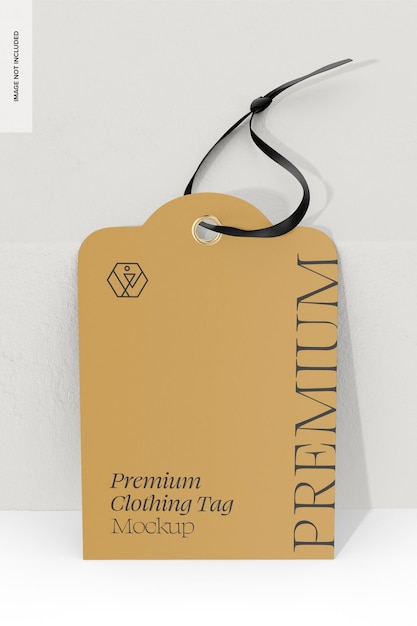 Unregelmäßige Kleidung Tag Mockup Vorderansicht