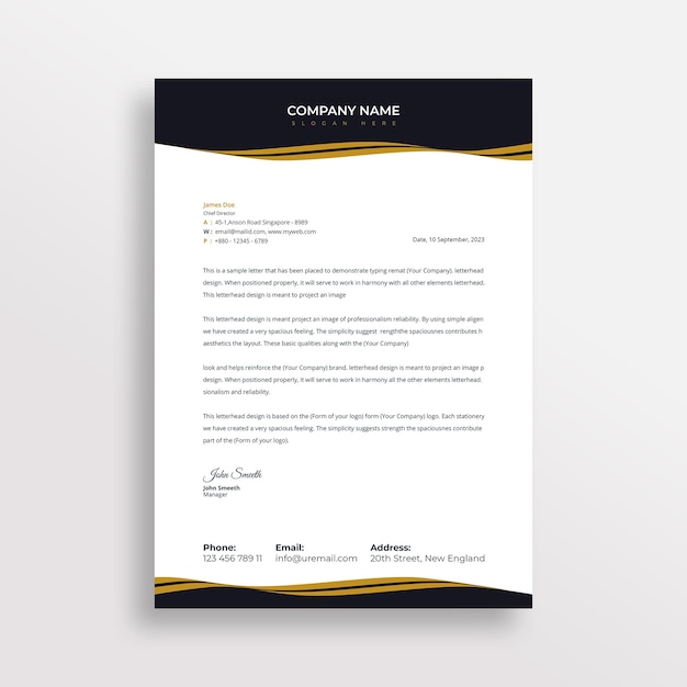 Unternehmensbriefkopf PSD-Vorlage professionelles Design mit kreativer Form