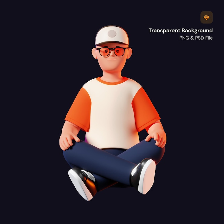 PSD uomo 3d con la posa di meditazione