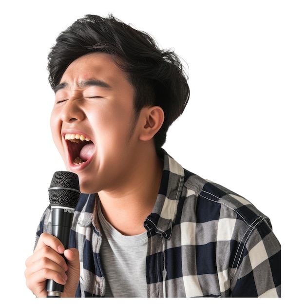 Uomo asiatico che canta