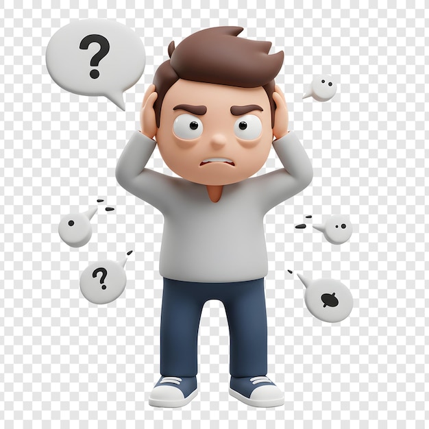 Uomo che sperimenta stress e confusione sopraffatto da problemi
