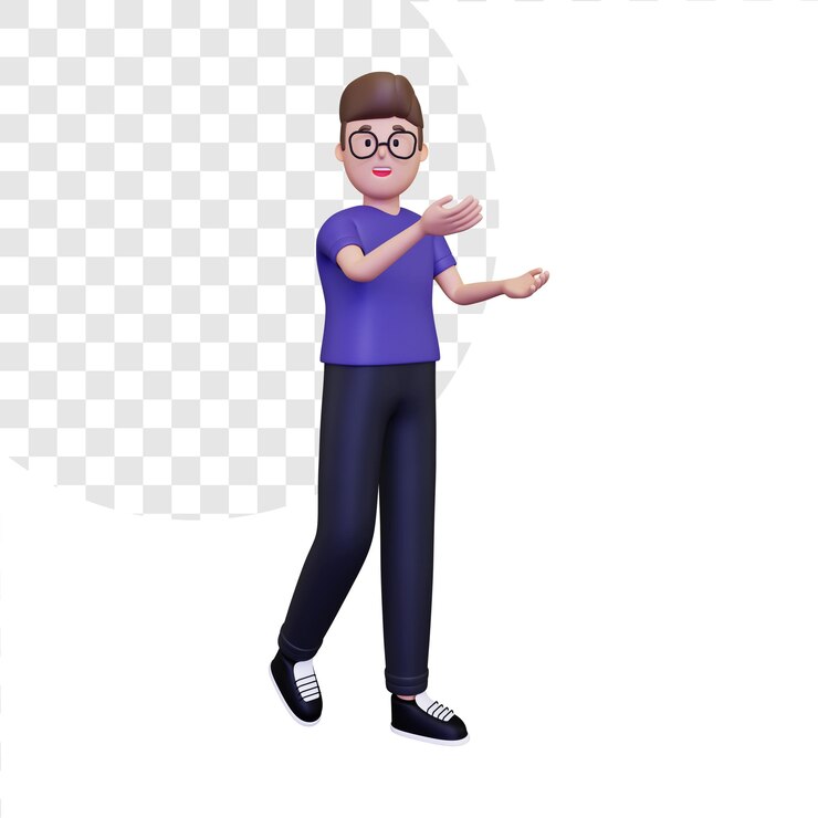 PSD uomo con il gesto di presentazione illustrazione 3d