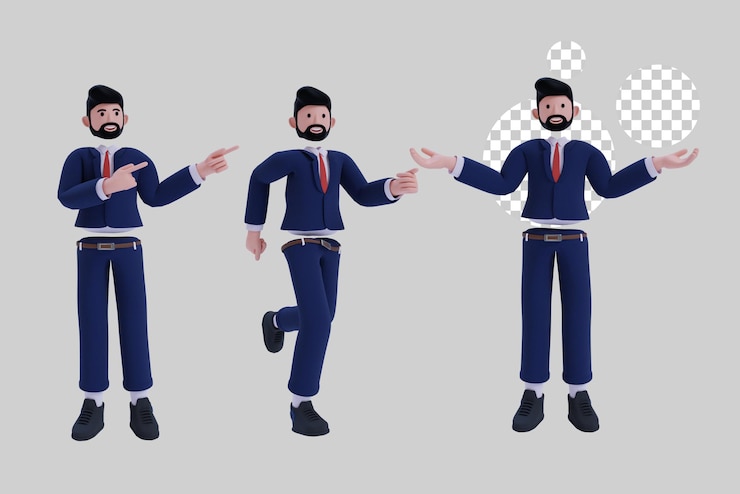 PSD uomo d'affari 3d in diverse situazioni