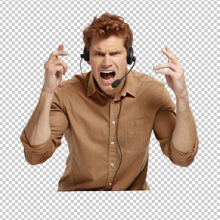 PSD uomo di telemarketing frustrato