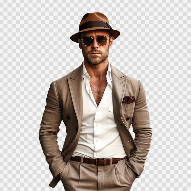 PSD uomo elegante isolato su uno sfondo trasparente