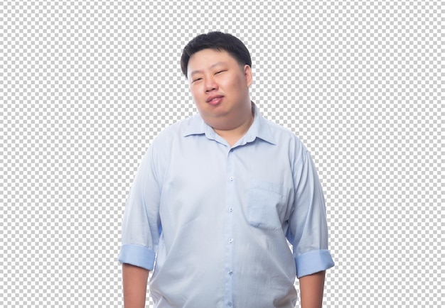 Uomo grasso di affari asiatici in camicia blu File Psd