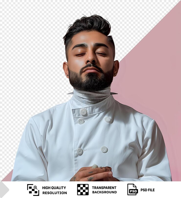 PSD uomo in uniforme bianco da chef con sfondo trasparente