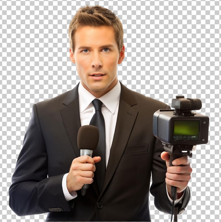 PSD uomo nero che pronuncia un discorso davanti alla telecamera png trasparente