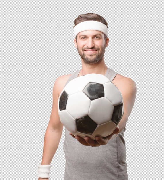 Uomo sportivo con il calcio