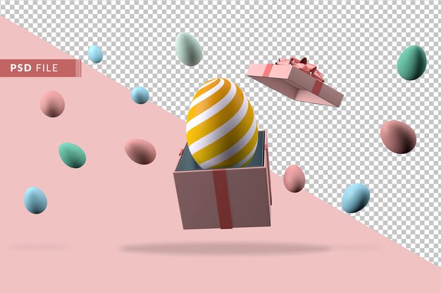 Uova di Pasqua colorate e confezione regalo rosa