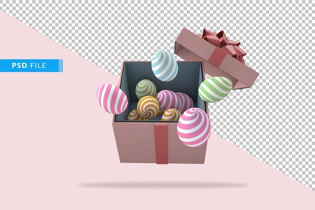 Uova di Pasqua e confezione regalo 3D rendono