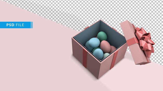 Uova di Pasqua e confezione regalo 3D rendono