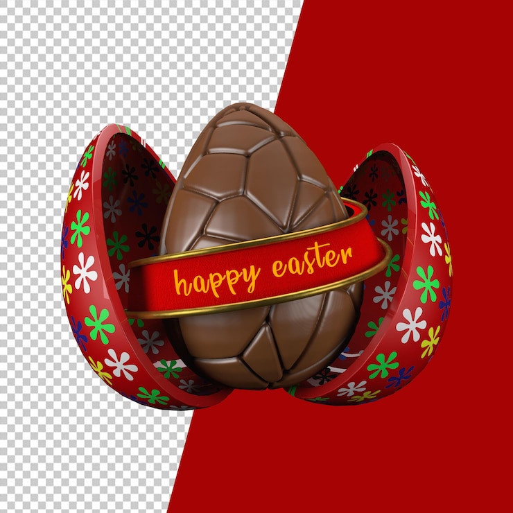 PSD uovo di pasqua con nastro 3d per il giorno di pasqua