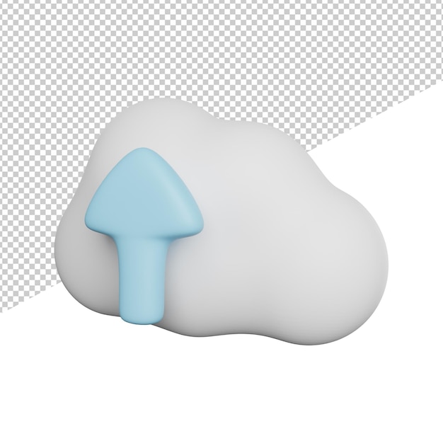 Upload Database File side view 3d rendering icon illustration on transparent background