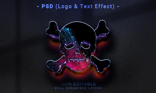 Upravitelný 3D model loga a textu se stylem efektu s tmavým abstraktním pozadím
