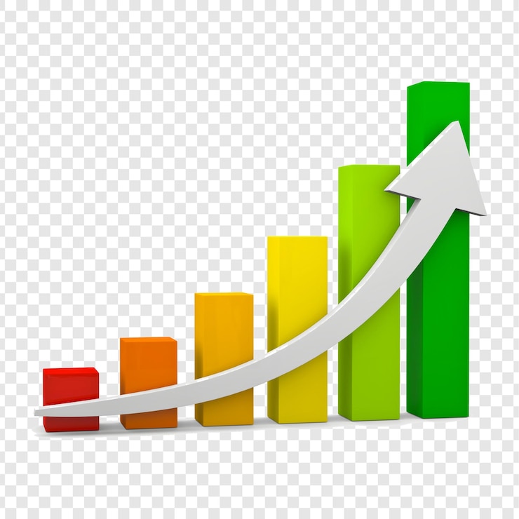 PSD upward trend a colorful 3d cartoon bar graph illustrating growth and success